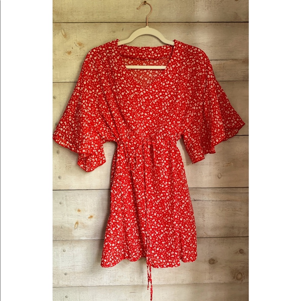 Red 90’s babydoll dress